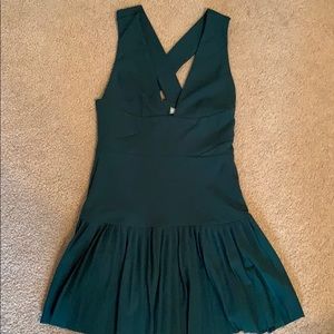 Petite plunge, cross back green dress